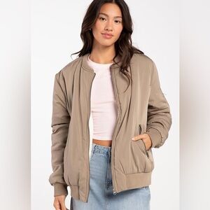RSQ Women's Beige-Taupe Bomber Jacket